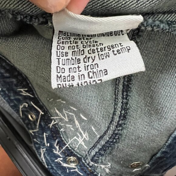 Vintage Cache Denim Jean Jacket Rhinestones Sequin Jouer Aux Echecs collab - Picture 12 of 15